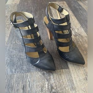Strappy Leather Heels - San Marina Paris